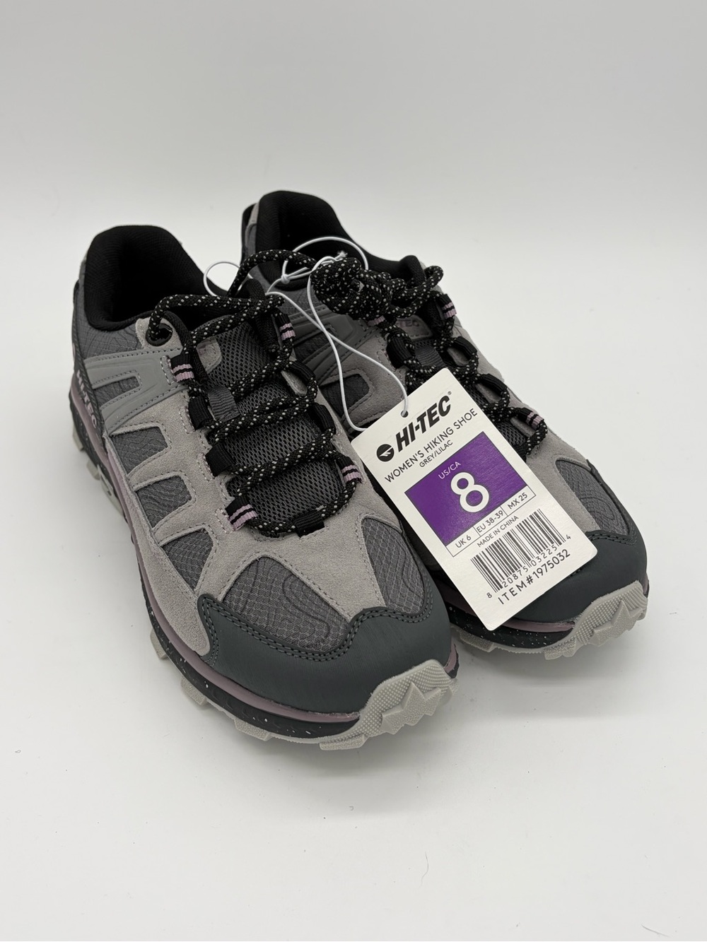 Hi-Tec Women's Grey and Black Trail Hiking Sneakers with Pink Accents